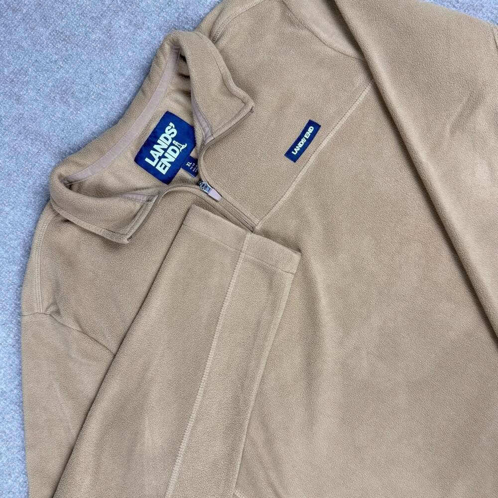 Lands' End Brown 1/2 Zip Fleece Pullover Jacket, XL